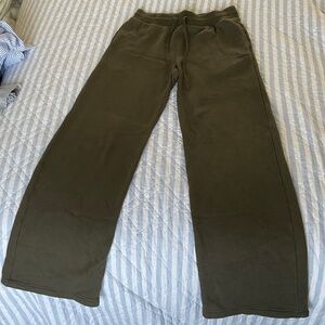 olive green aritzia wide leg sweats